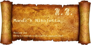 Manák Nikoletta névjegykártya